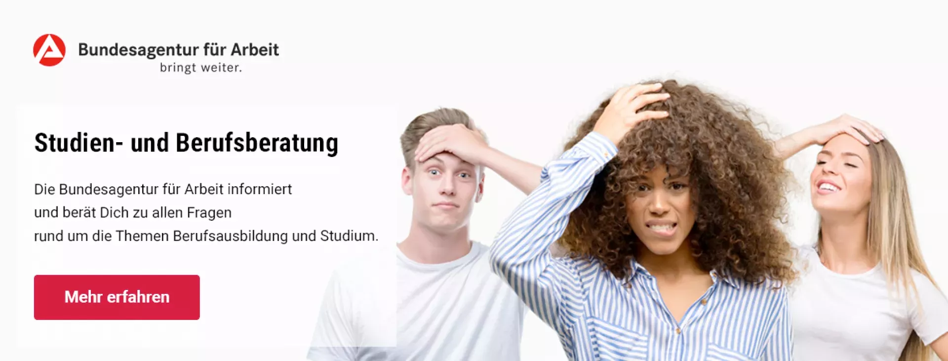 Die Bundesagentur für Arbeit informiert und berät zu allen Fragen rund um die Themen Berufsausbildung und Studium an dieser Schule. Weitere Informationen dazu im Portal der Bundesagentur für Arbeit.